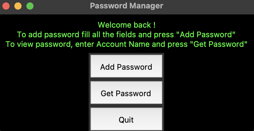 Screen shot passwordManager Screen shot passwordManager